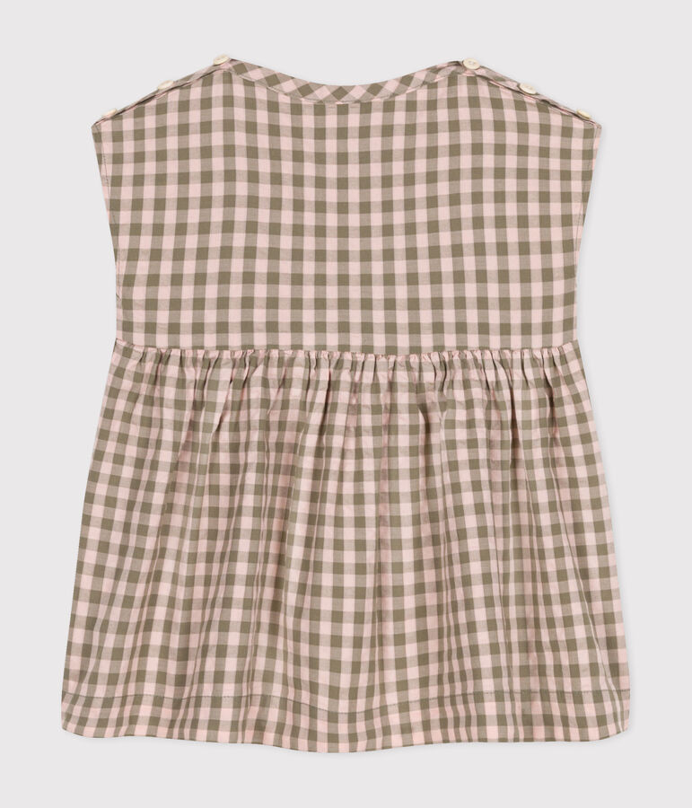 Babies' Short-Sleeved Seersucker Dress green/pink