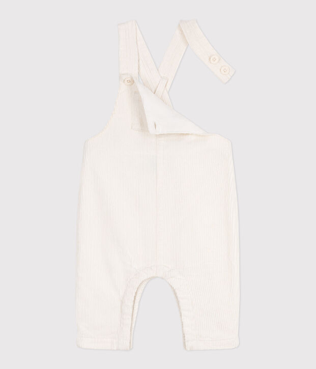 Babies' plain corduroy dungarees MILK