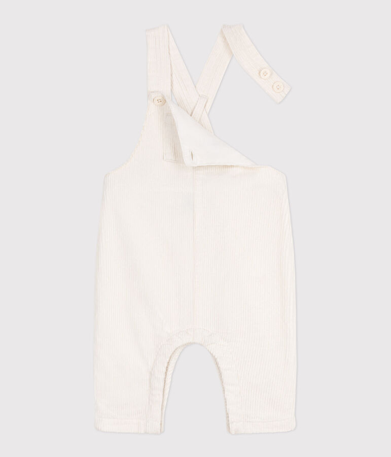 Babies' plain corduroy dungarees Ecru