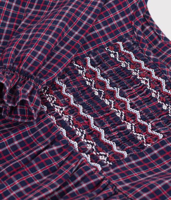 Children's long-sleeved checked flannel blouse SMOKING blue/MULTICO white