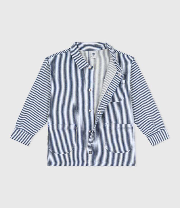 Children's stripy cotton jacket blue/white