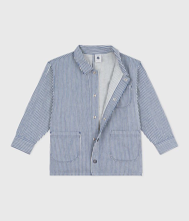 Children's stripy cotton jacket blue/white