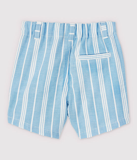 Baby Boys' Striped Poplin Shorts JASMIN blue/MARSHMALLOW white