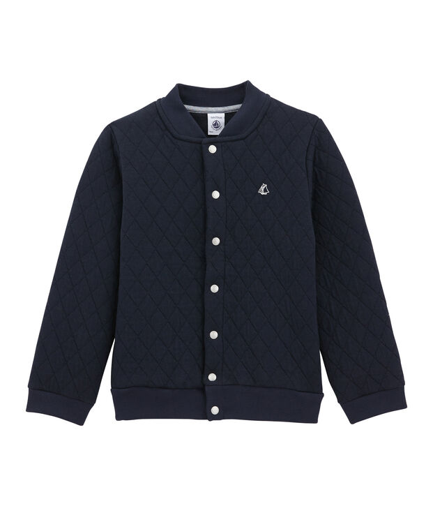 Quilted double knit cardigan blue