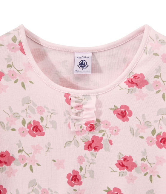 Girl's floral print pyjamas VIENNE pink/MULTICO white