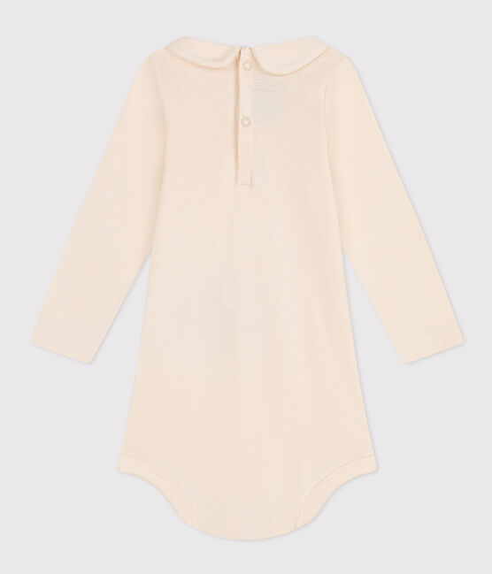 Babies' Long-Sleeved Cotton Bodysuit With Peter Pan Collar AVALANCHE Ecru
