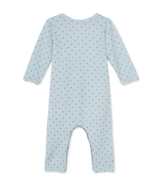 Baby boys' short wool and cotton coverall FRAICHEUR blue/TEMPETE grey