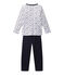 Boy's pyjamas with Tunisian collar SMOKING blue/ECUME white/MULTICO