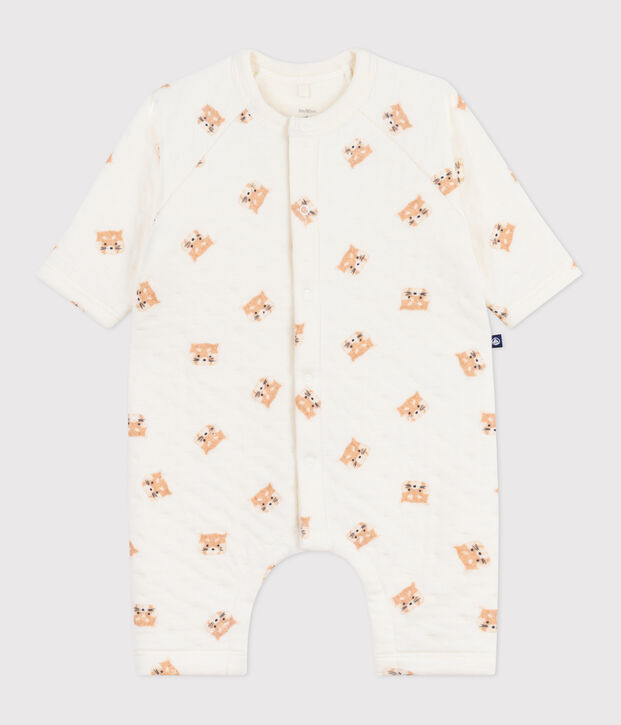 Babies' red panda-print cotton playsuit Ecru/multicolor