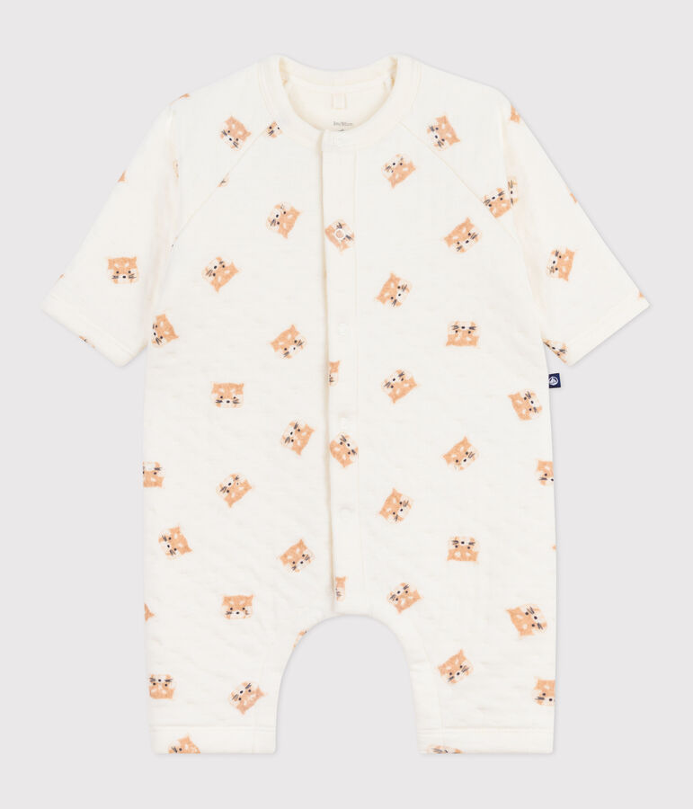 Babies' red panda-print cotton playsuit Ecru/multicolor