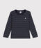 Boys' long-sleeved cotton T-shirt SMOKING blue/MARSHMALLOW white