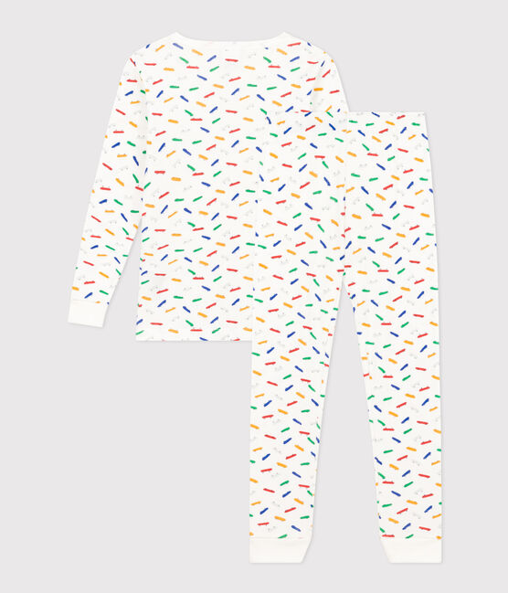 Children's Skateboard Print Fitted Cotton Pyjamas MARSHMALLOW white/MULTICO white