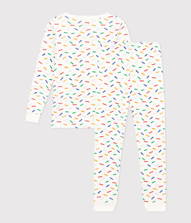 Children's Skateboard Print Fitted Cotton Pyjamas white/multicolor