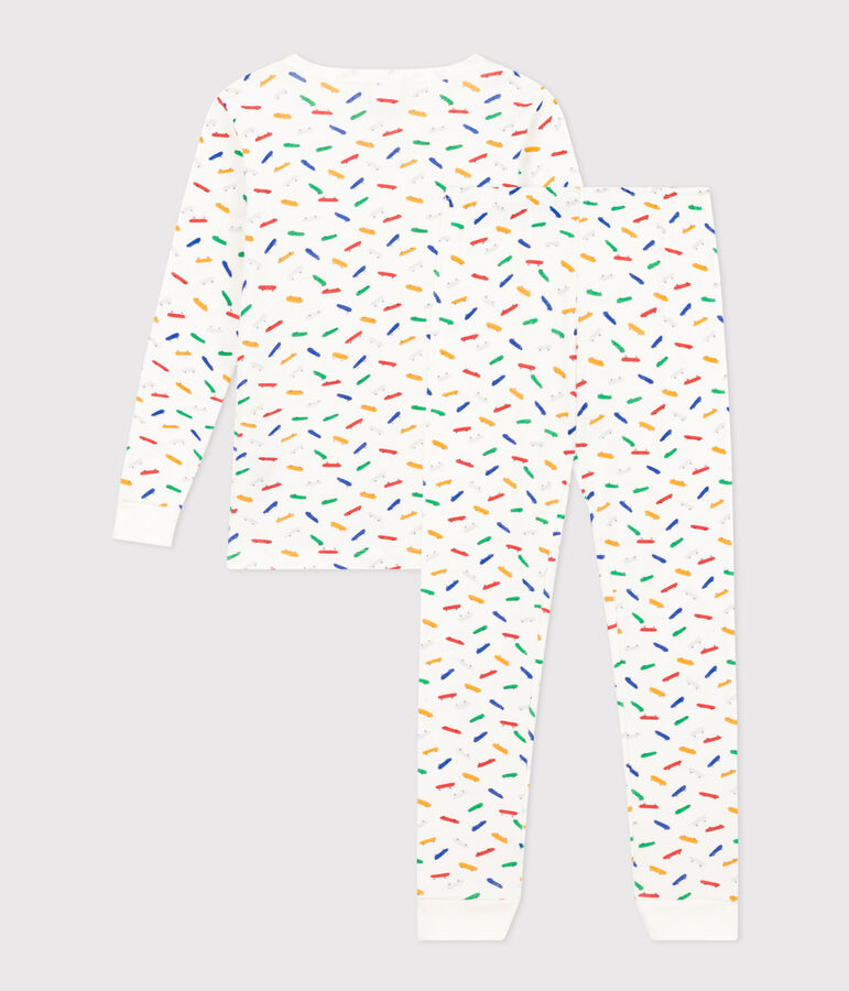 Children's Skateboard Print Fitted Cotton Pyjamas white/multicolor
