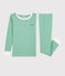 Boys' Green Striped Organic Cotton Snugfit Pyjamas GAZON green/MARSHMALLOW white