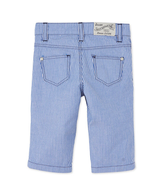 Baby boys' striped trousers SURF blue/ECUME white