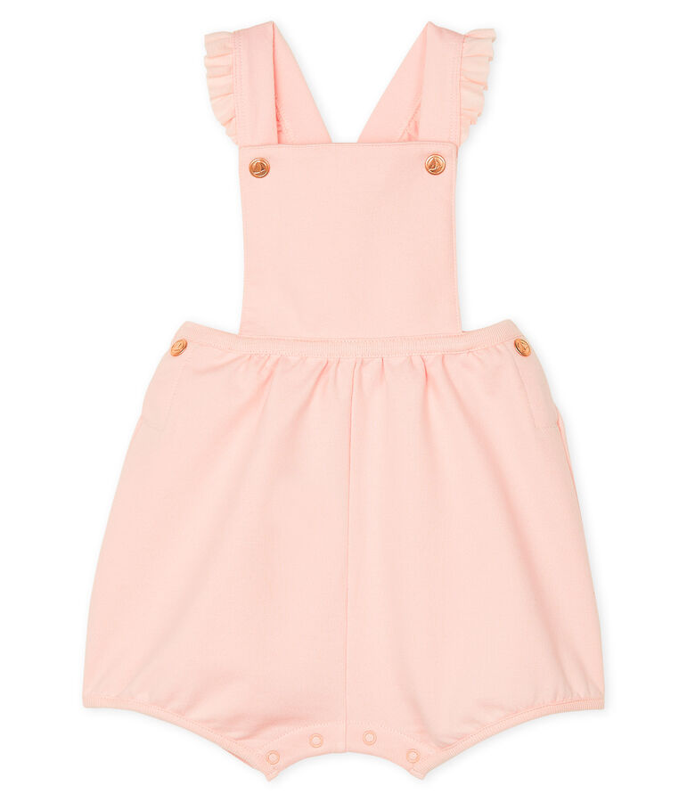 Baby Girls' Short Fleece Dungarees pink