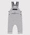 Babies' Organic Long Jersey Dungarees MARSHMALLOW white/SMOKING blue