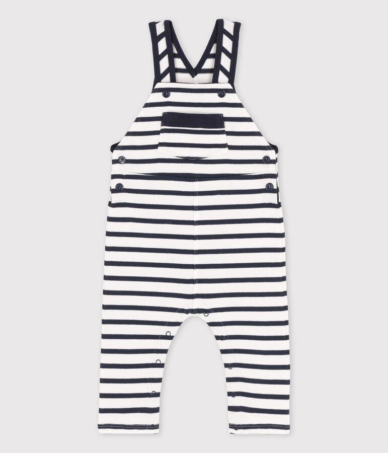 Babies' Organic Long Jersey Dungarees white/blue