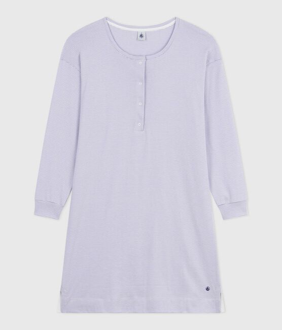 Women's nightdress in stripy cotton SQUAW white/MARSHMALLOW