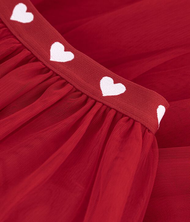 Children's long skirt in plain tulle red