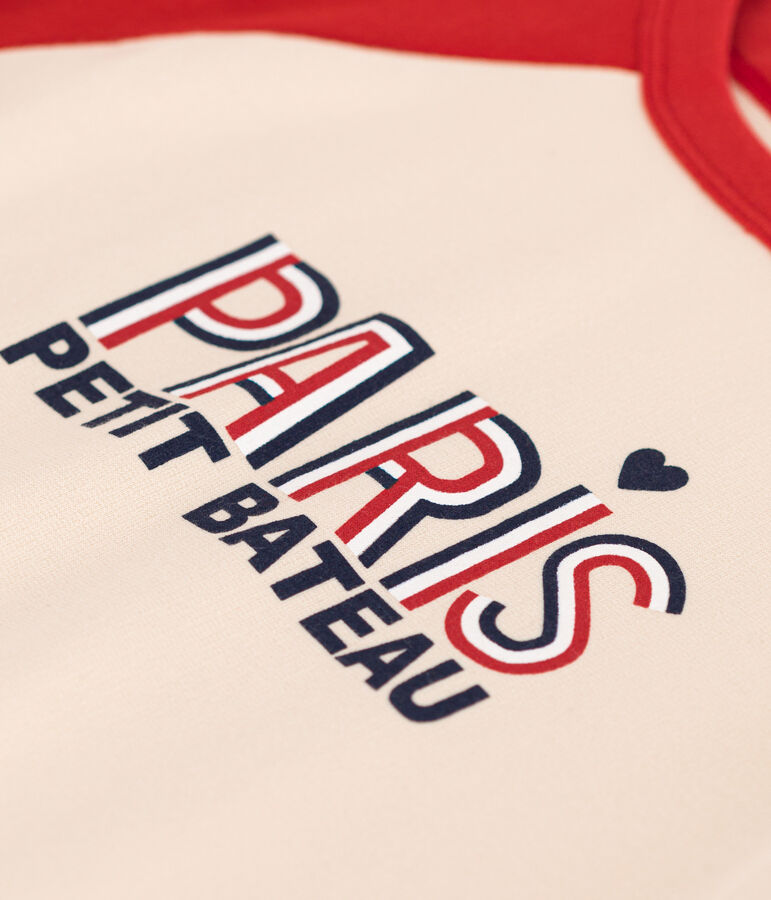 Children's Lightweight Fleece Sweatshirt Ecru/red