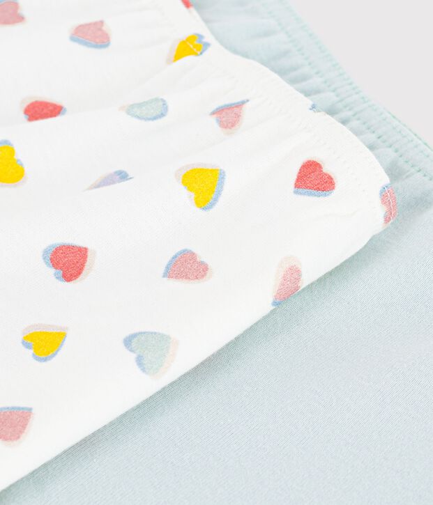 Pack of childrens' long cotton shorties with hearts multicolor