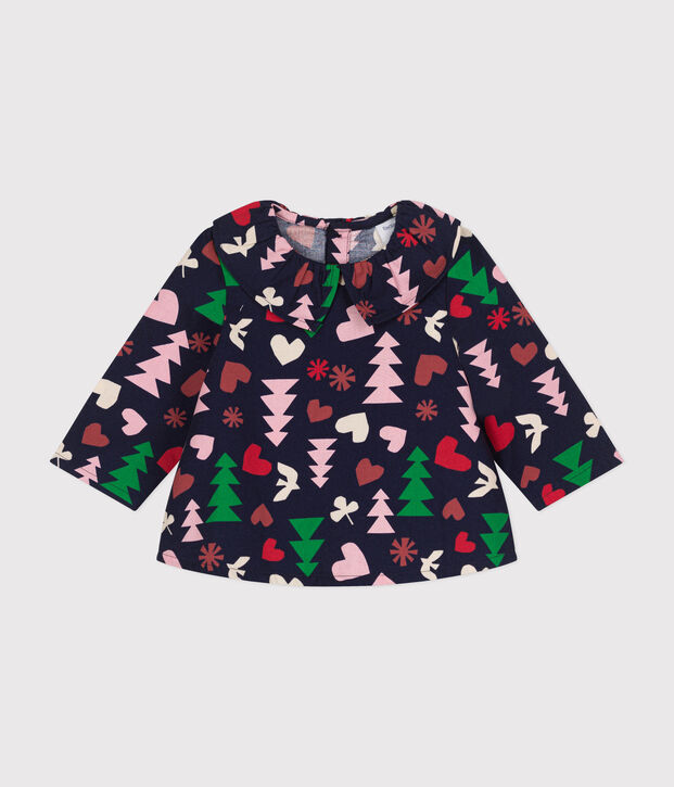 Babies' flannel blouse blue/multicolor