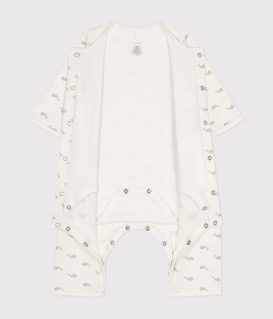 Babies' footless cotton bodyjama MARSHMALLOW white/HERBIER