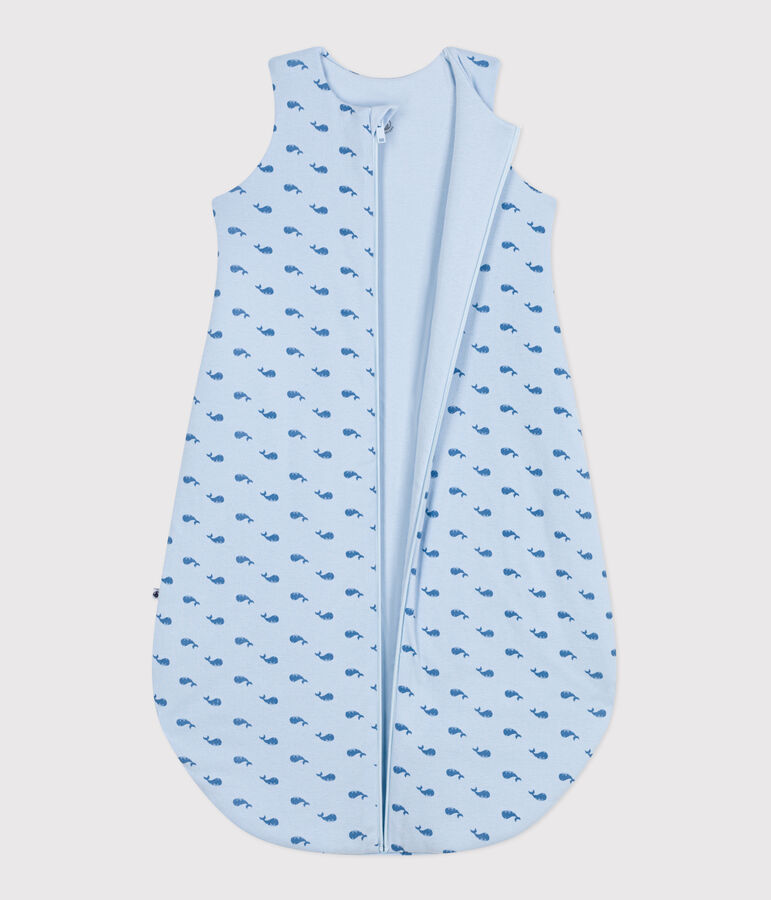 Babies' 2 TOG whale print cotton sleeping bag blue/blue