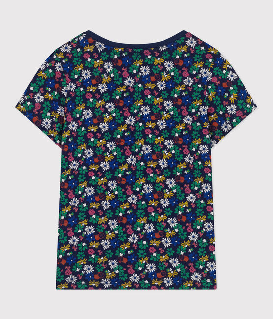 Girls' Lightweight Printed Jersey T-Shirt MEDIEVAL blue/MULTICO white