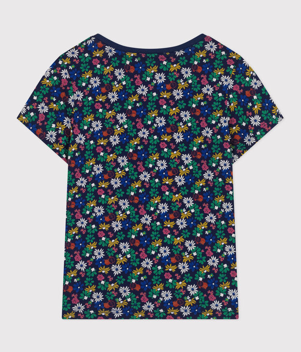 Girls' Lightweight Printed Jersey T-Shirt blue/multicolor