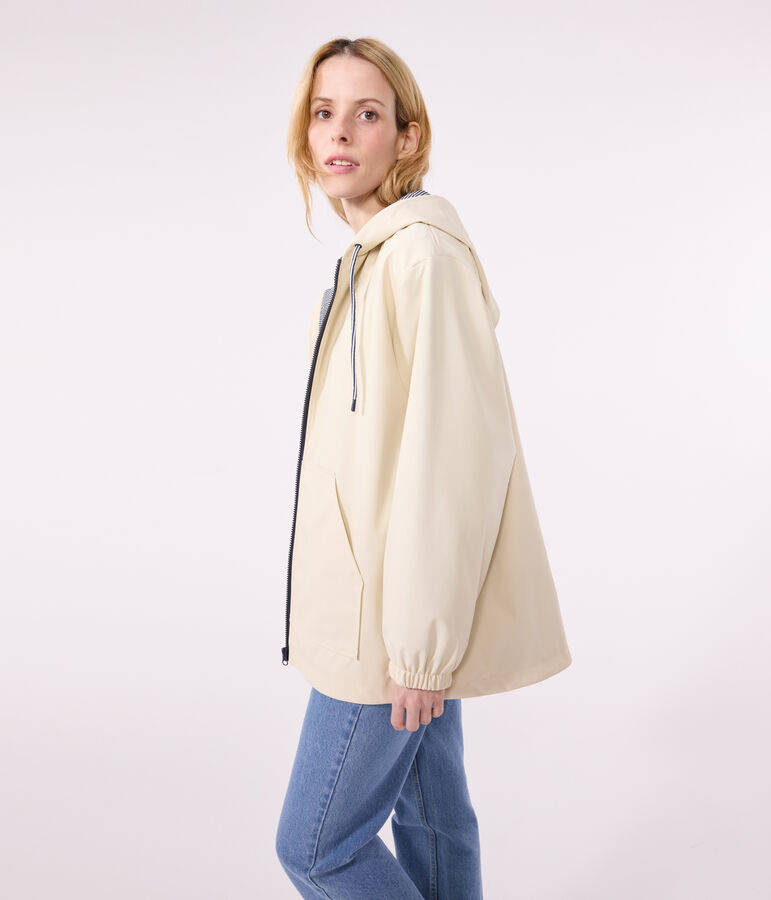 Women's Hooded Raincoat Ecru