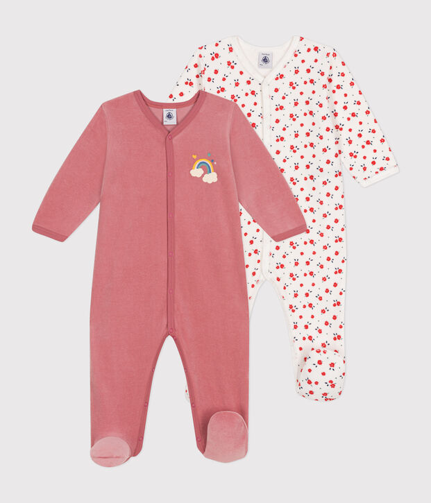 Babies' velour pyjamas - 2-pack multicolor