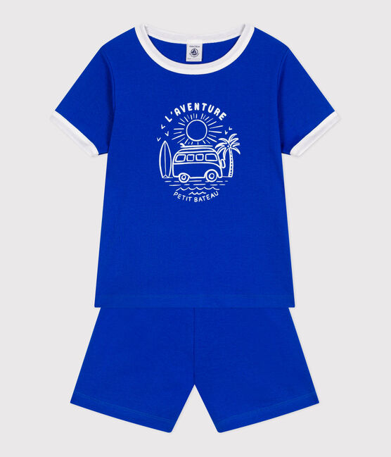 Children's short cotton pyjamas PERSE blue