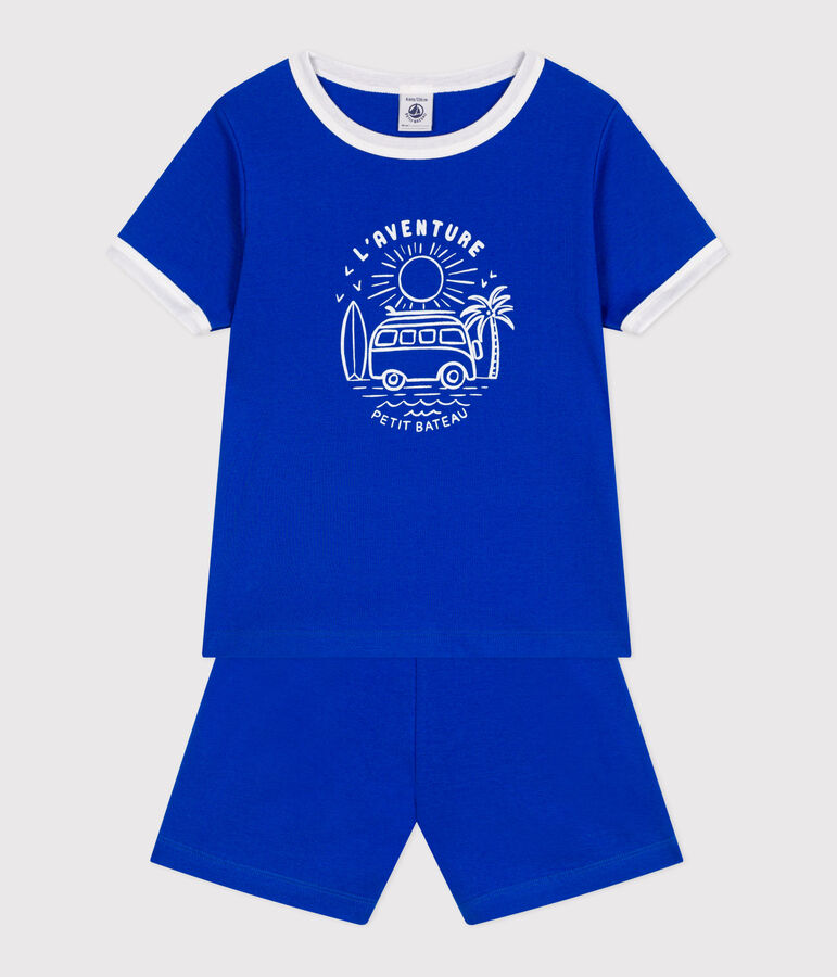 Children's short cotton pyjamas PERSE blue