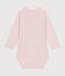 Babies' Long-Sleeved Cotton Wrapover Bodysuit. SALINE /MARSHMALLOW