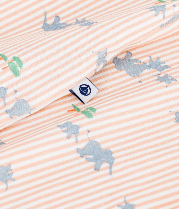 Babies' short animal print cotton jumpsuit white/multicolor