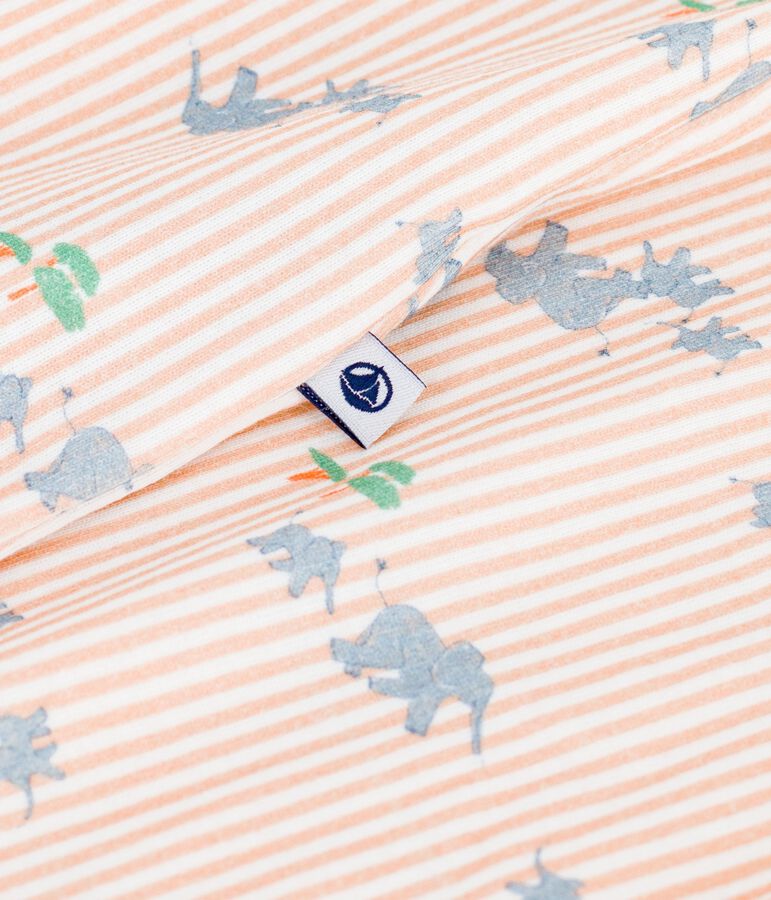 Babies' short animal print cotton jumpsuit white/multicolor