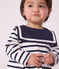 Babies' Breton stripe dress in thick cotton with long sleeves MARSHMALLOW white/SMOKING blue