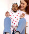 Babies' three piece heart print cotton wrapover top set MARSHMALLOW white/TERKUIT red
