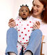 Babies' three piece heart print cotton wrapover top set