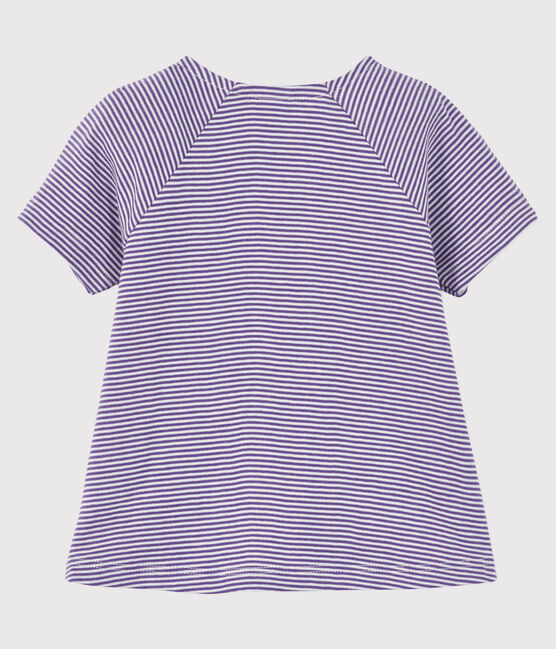 Baby girl's short-sleeved blouse REAL purple/MARSHMALLOW white