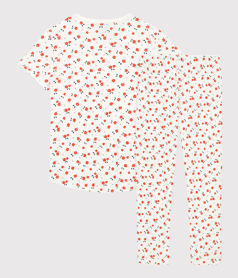 Girls' Floral Organic Cotton Pyjamas white/multicolor