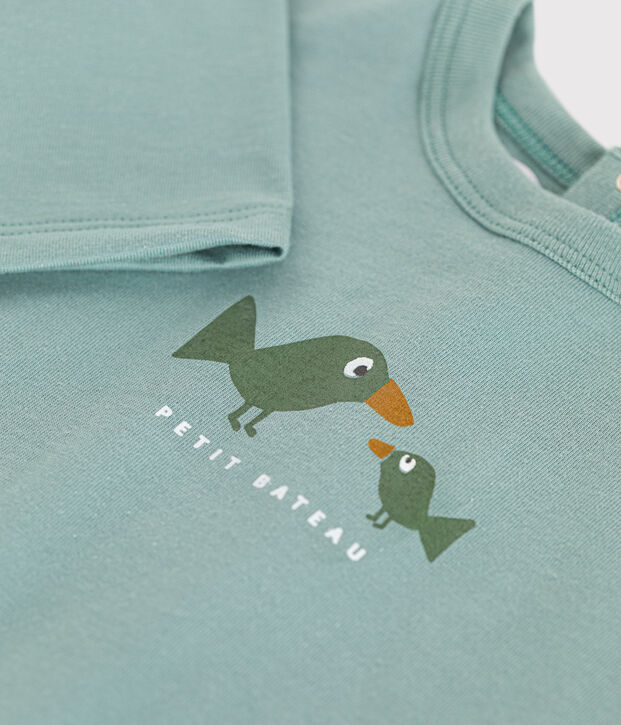 Babies' long sleeved T-shirt in fine jersey green