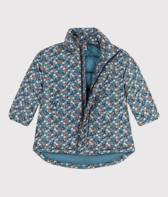 Girls' Patterned Mid Length Puffer Jacket ROVER /MULTICO