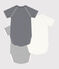 PACK OF 3 SHORT-SLEEVED WRAPOVER BABY BODYSUITS IN STRIPY COTTON variante 1