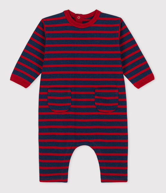 Babies' Thick Jersey Stripy Breton Jumpsuit LITTORAL CHINE /STOP