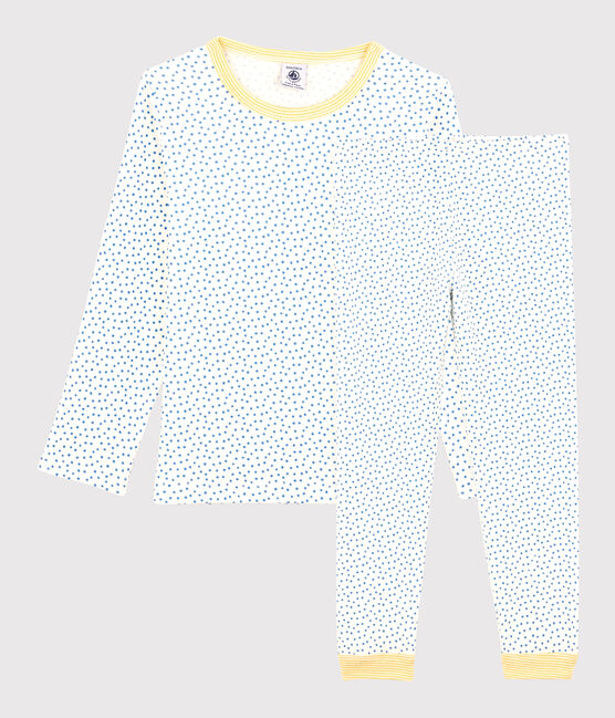 Unisex Patterned Organic Cotton Pyjamas MARSHMALLOW white/BRASIER blue