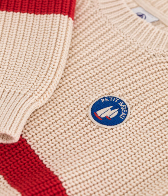 Children's stripy cotton jumper AVALANCHE red/AURORA